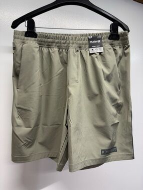 Hurley Men's Light Olive Athletic Shorts Size Medium (M) warmup short iguana new